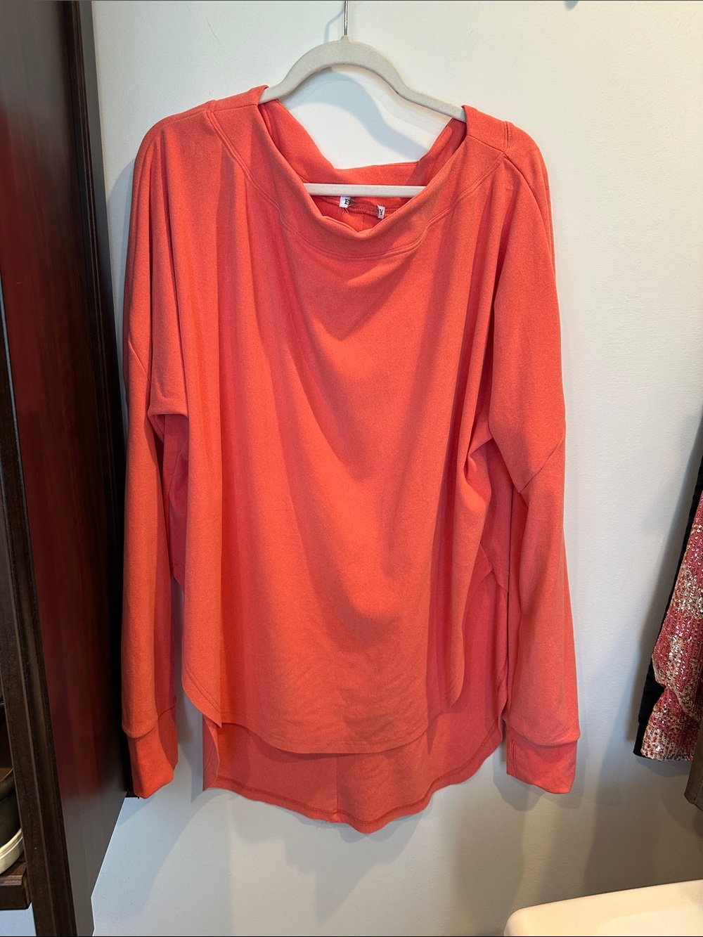 Women's Coral Lightweight Long-Sleeve Drape-Front Top